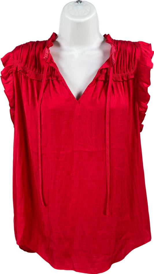 Rachel Zoe Women’s Pink Ruffle Trim V-Neck Blouse - M