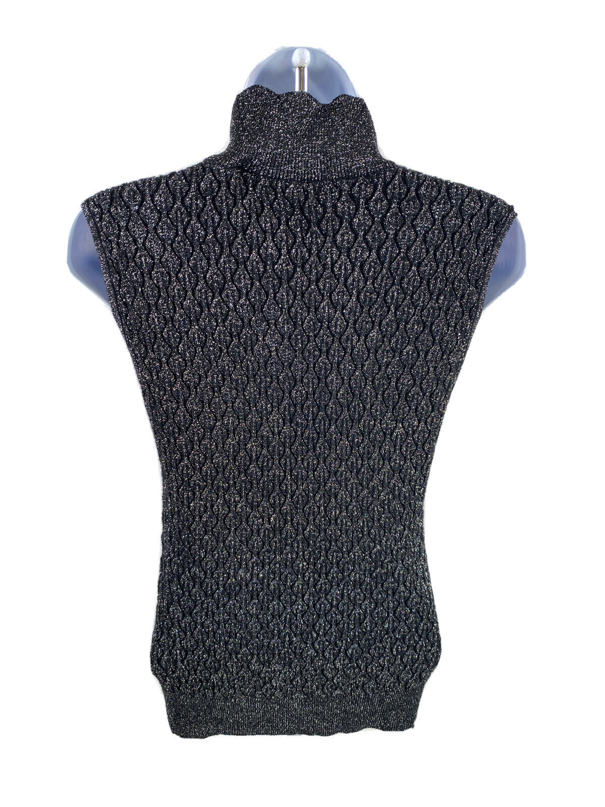 NEW Tahari Women's Black Metallic Sleeveless Turtleneck Sweater - XS