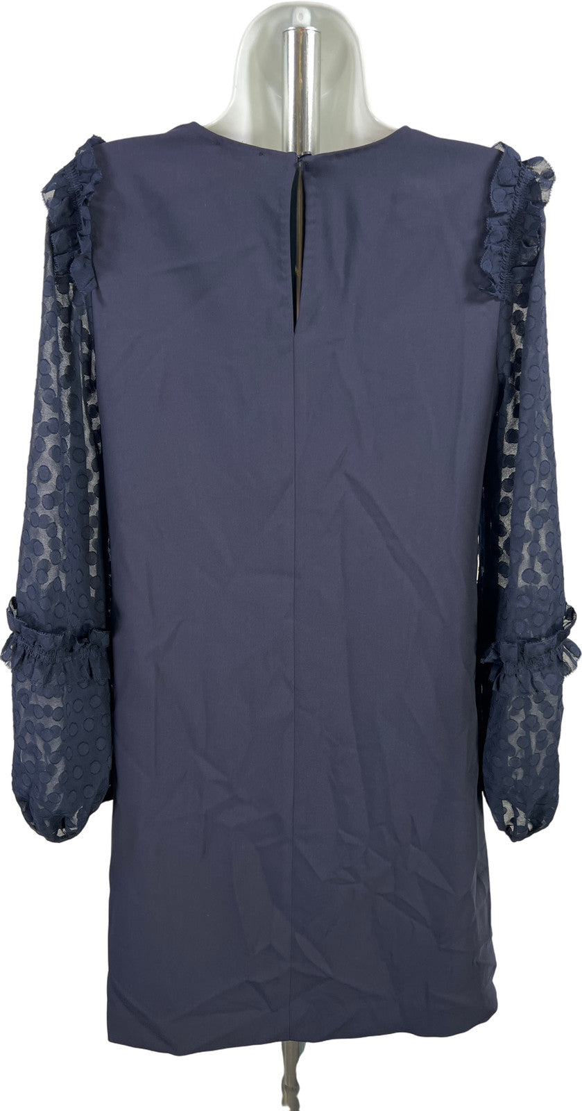 Ann Taylor Women’s Navy Blue Long Sheer Sleeve Short Shift Dress - 4