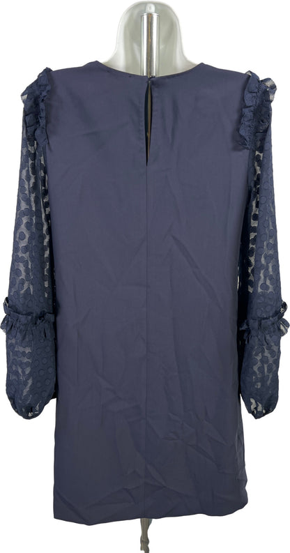 Ann Taylor Women’s Navy Blue Long Sheer Sleeve Short Shift Dress - 4