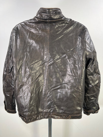 Levi’s Men’s Brown Faux Leather Sherpa Lined Bomber Jacket - L