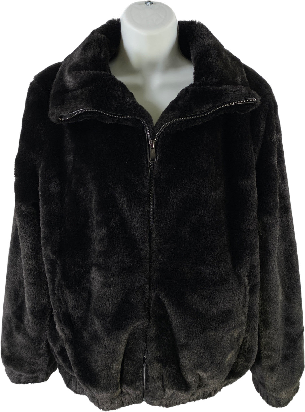 M Magaschoni Women’s Black Faux Fur Full Zip. Fashion Jacket - M