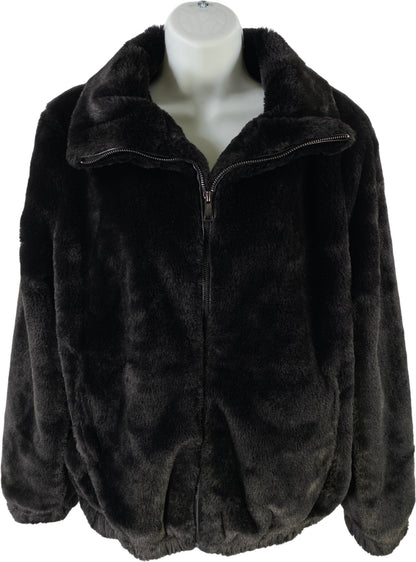 M Magaschoni Women’s Black Faux Fur Full Zip. Fashion Jacket - M