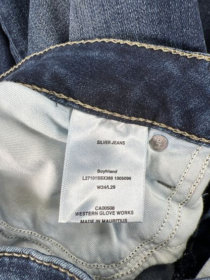 Silver Women’s Dark Wash Mid Rise Slim Leg Boyfriend Denim Jeans - 24x29