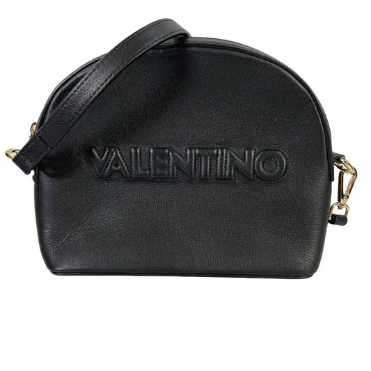 Valentino Black Leather Diana Dome Embossed Crossbody Purse
