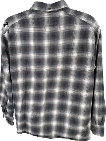 Orvis Men’s Gray/Blue Plaid Active Fit Button Up Flannel Shirt - XL
