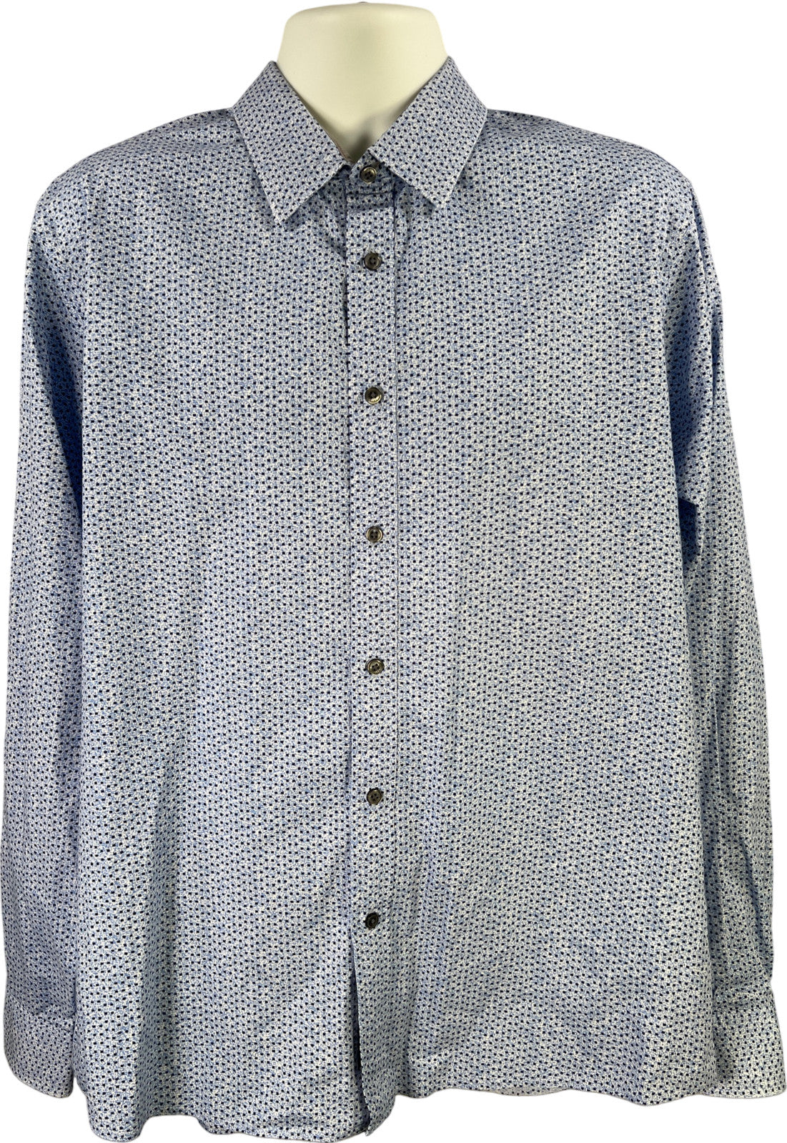 Michael Kors Men’s Blue Long Sleeve Classic Fit Button Up Shirt - XL