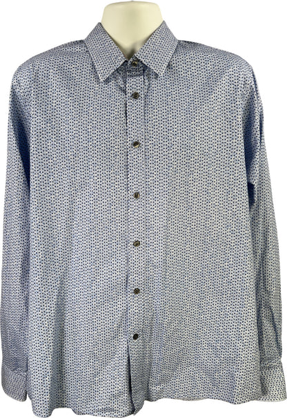 Michael Kors Men’s Blue Long Sleeve Classic Fit Button Up Shirt - XL