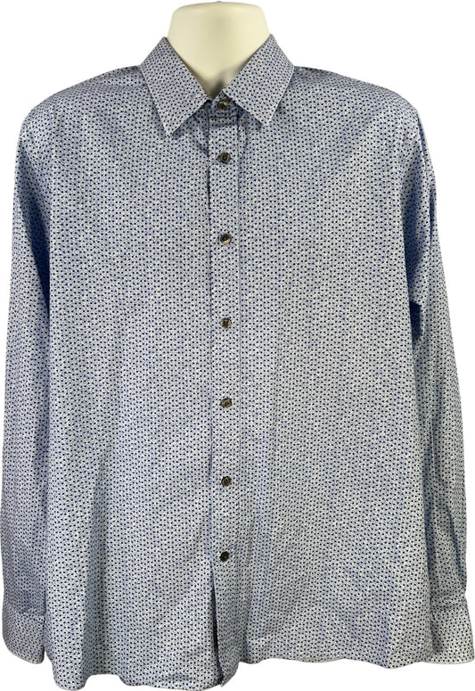 Michael Kors Men’s Blue Long Sleeve Classic Fit Button Up Shirt - XL