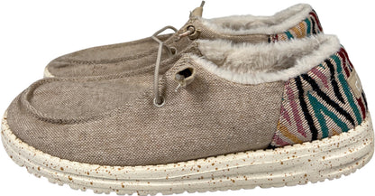 HeyDude Women’s Beige Funk Wool Wendy Lined Slip On Shoes - 8