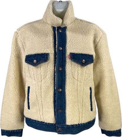 Levi’s Women’s Ivory/Blue Sherpa Quilted Denim Jean Jacket - XS