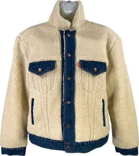 Levi’s Women’s Ivory/Blue Sherpa Quilted Denim Jean Jacket - XS