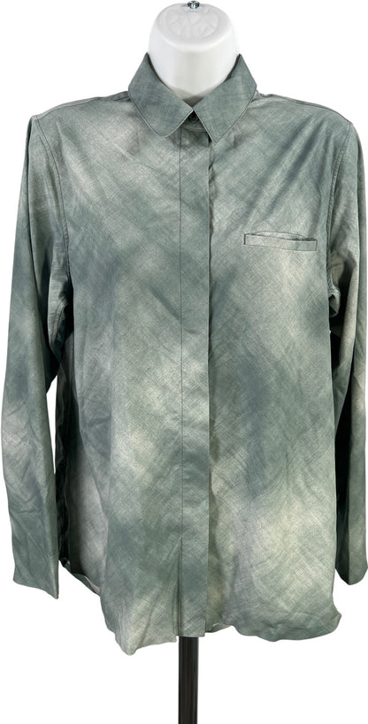 Athleta Women’s Blue/Green Long Breathable Sleeve Button Up Athletic Shirt - Sp