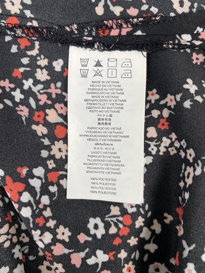 Michael Kors Women’s Black Floral Sleeveless 1/4 Zip Pullover Blouse - XS