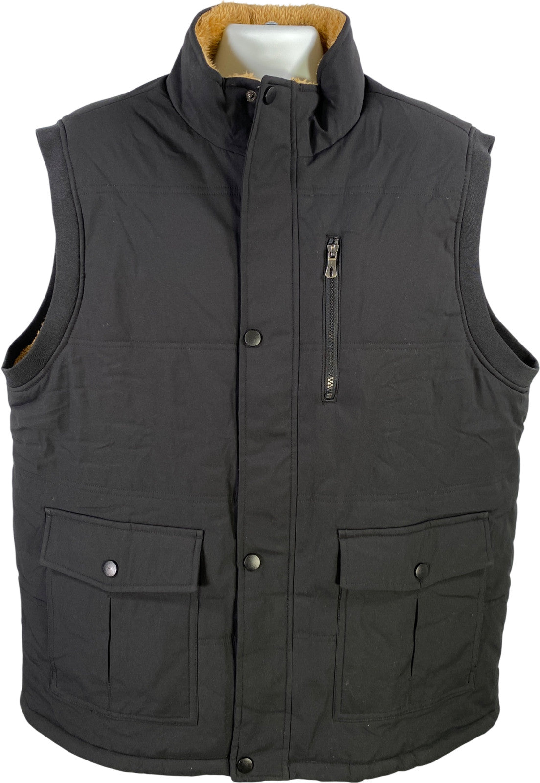 MagcoMsen Men’s Black Fleece Lined Full Zip Light Puffer Vest - 2XL