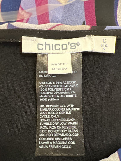 Chico’s Women’s Pink/Blue Paisley Chiffon Layered Top Blouse - 0/US S