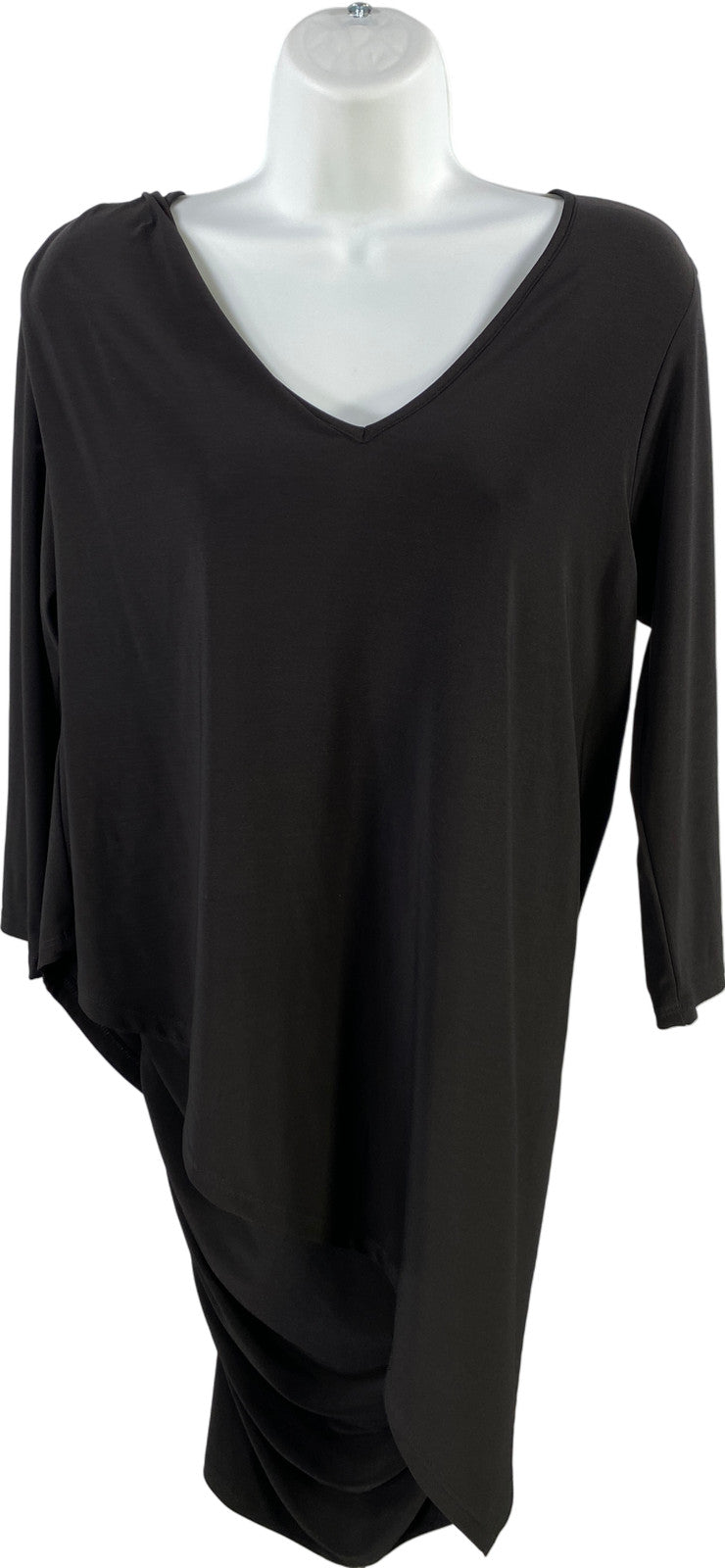 Last Tango Women’s Black 2 Layer V-Neck 3/4 Sleeve Sheath Dress - S