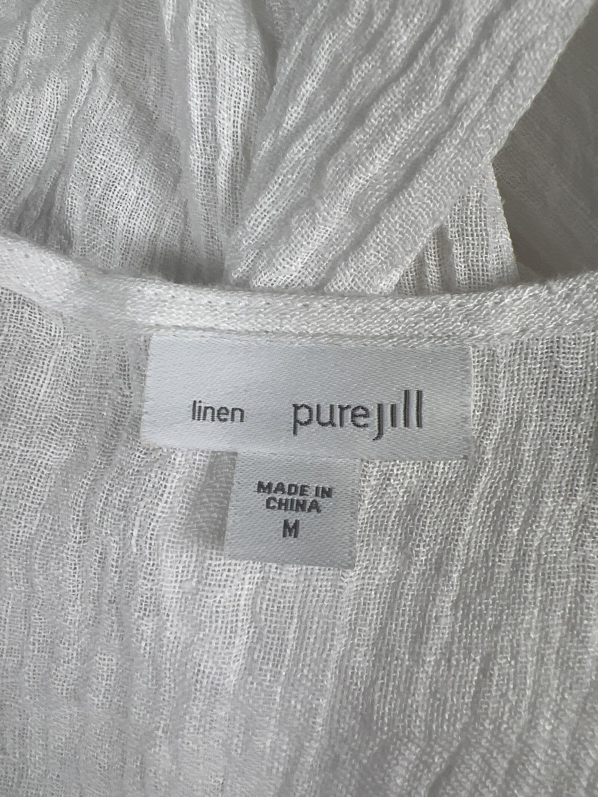 Pure J.Jill Women’s White Linen Textured Long Sleeve Open Cardigan - M