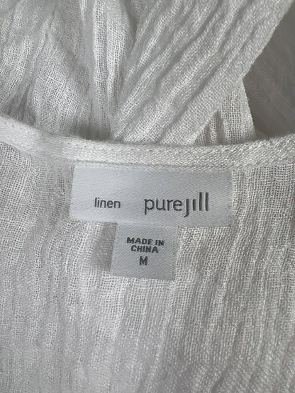 Pure J.Jill Women’s White Linen Textured Long Sleeve Open Cardigan - M