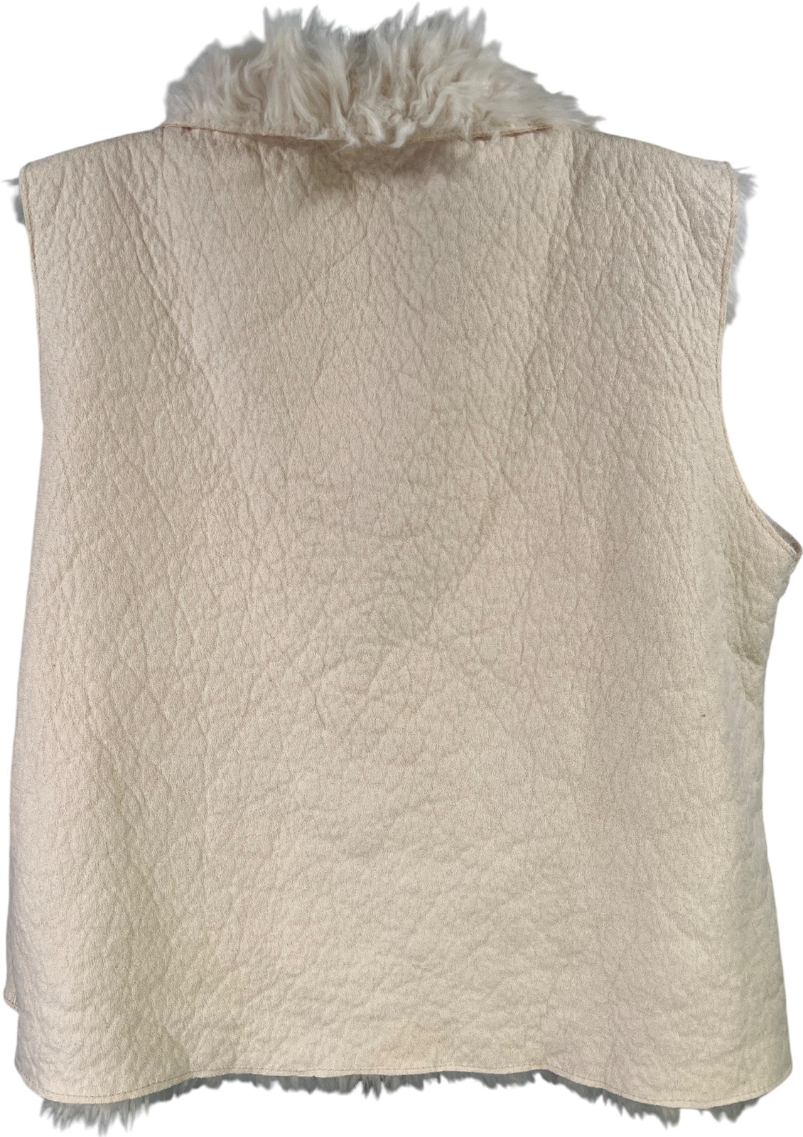 Bisou Bisou Women’s Ivory Faux Leather/Hair Reversible Vest - L