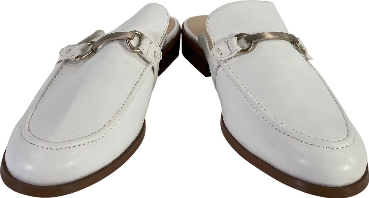 Nine West Women’s White Johnnie Slip On Low Heel Mules - 8.5