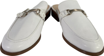 Nine West Women’s White Johnnie Slip On Low Heel Mules - 8.5