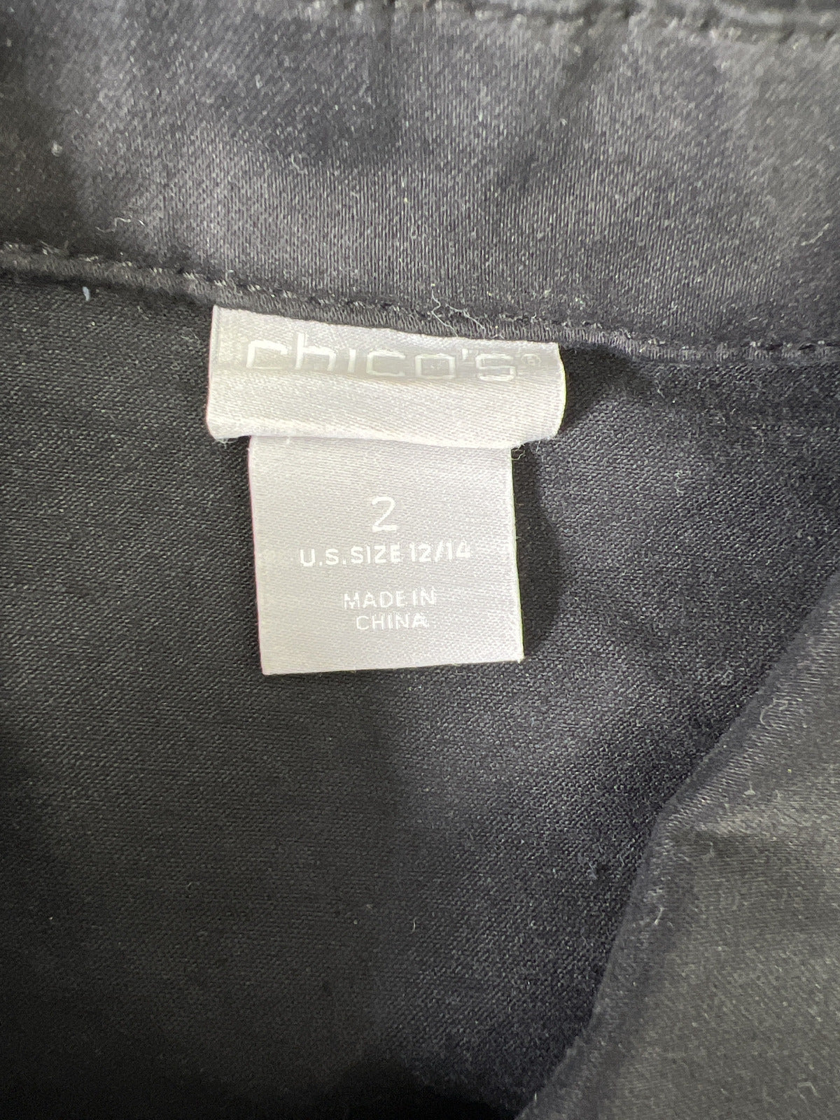 Chico’s Women’s Black Long Sleeve Button Up Sateen Jean Jacket - 2/US 12