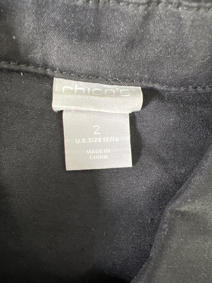 Chico’s Women’s Black Long Sleeve Button Up Sateen Jean Jacket - 2/US 12