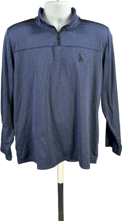 Spyder Active Men’s Blue 1/4 Zip Long Sleeve Athletic Pullover Shirt - L