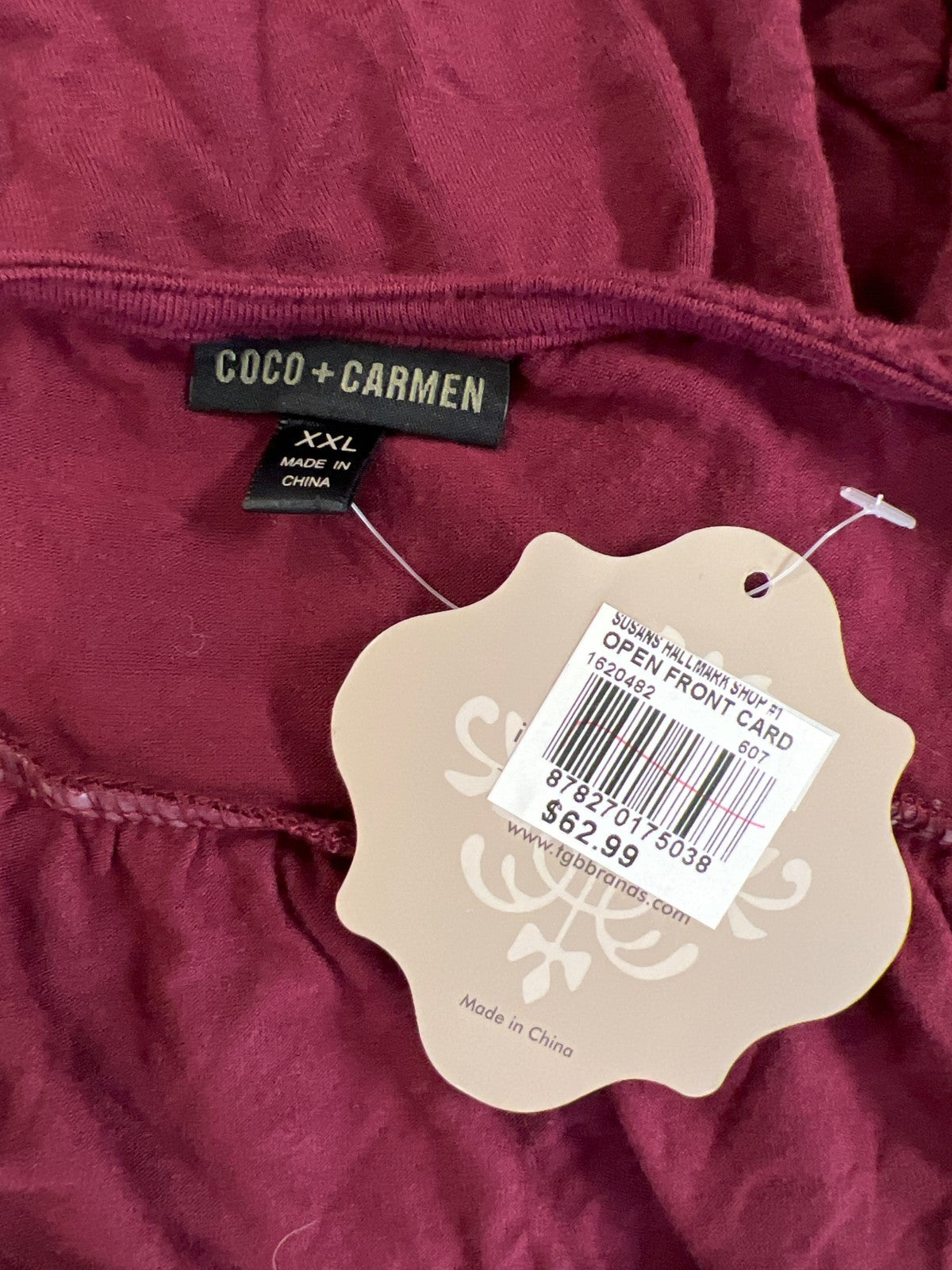 Coco + Carmen Women’s Burgundy Open Front Cardigan Sweater - XXL