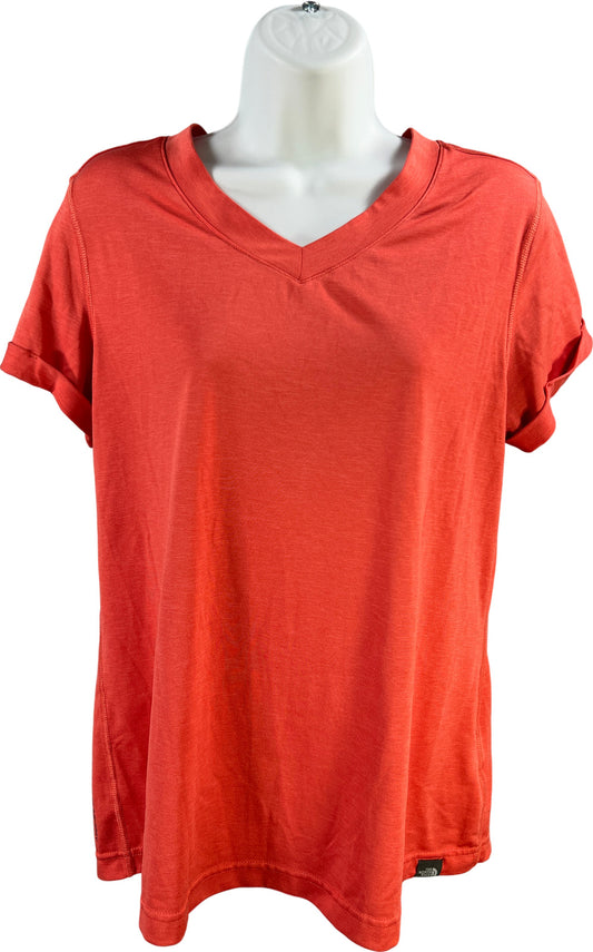 The North Face Women’s Orange FlashDry Short Sleeve V-Neck Athletic Shirt - L