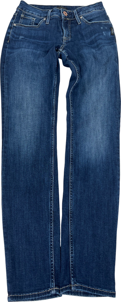 Silver Women’s Dark Wash Mid Rise Slim Leg Boyfriend Denim Jeans - 24x29