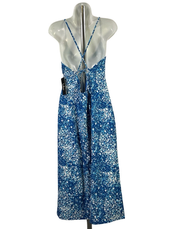 Lulu's Women's Blue Sleeveless Strappy Back Midi Dress - L
