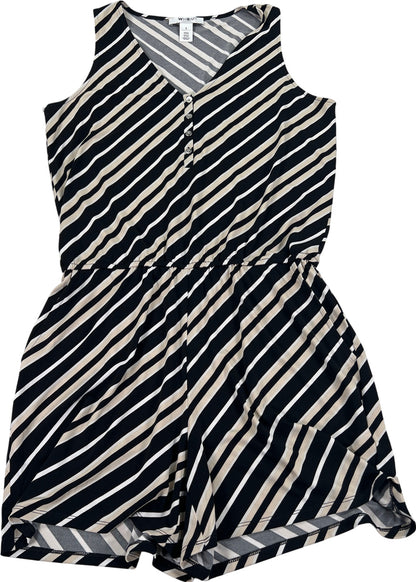 White House Black Market Women’s Black/Beige Striped Sleeveless Romper - S