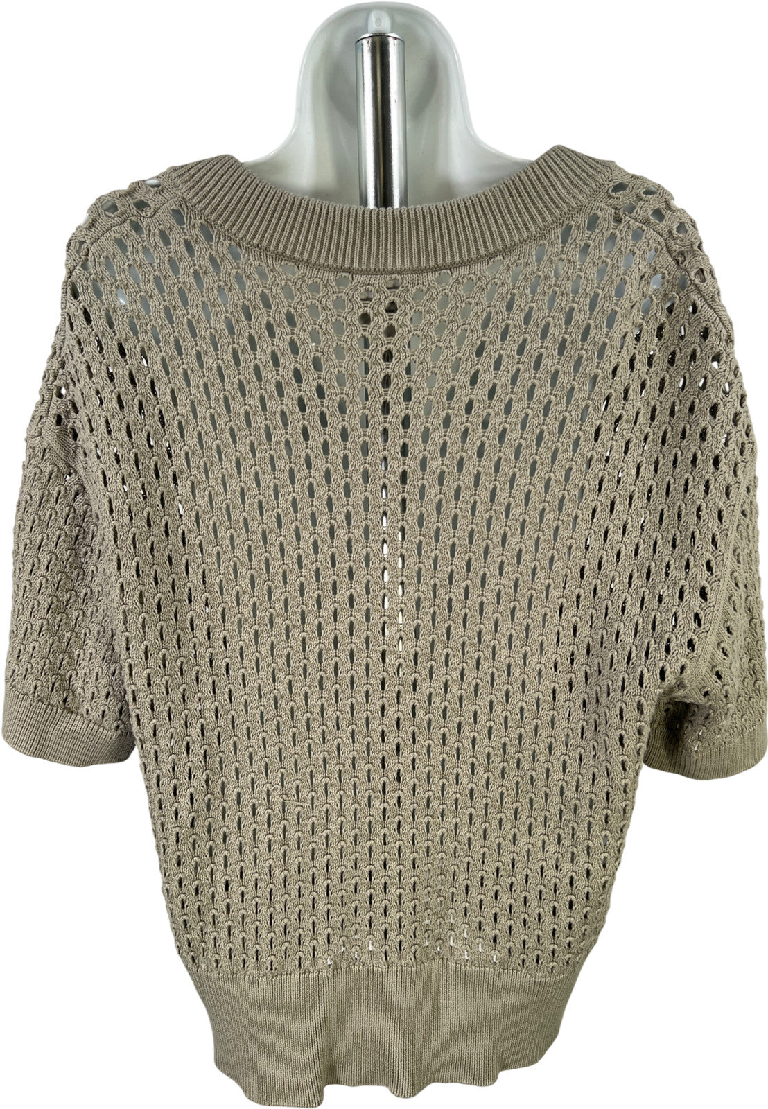 Varley Women’s Green Short Sleeve Open Knit V-Neck Sweater - L