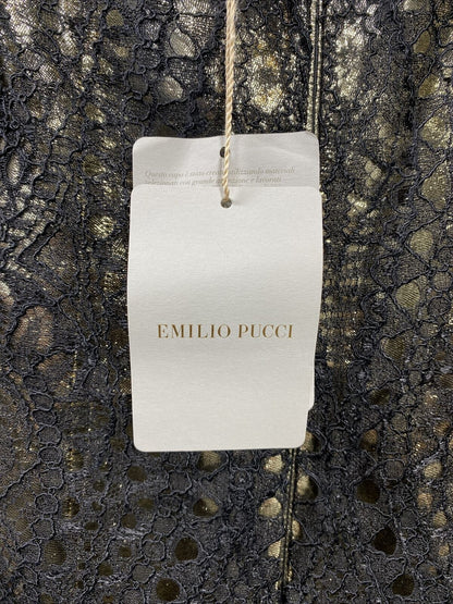 NEW Emilio Pucci Women's Black/Gold Metallic Lace Cocktail Dress -40/US 6