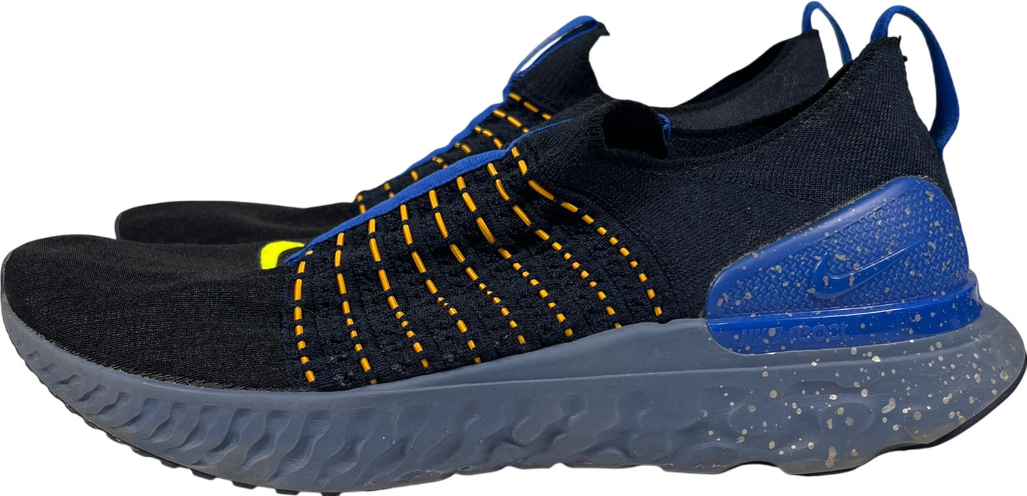 Nike Men’s Black/Blue React Phantom Run Flyknit Slip On Running Shoes - 12