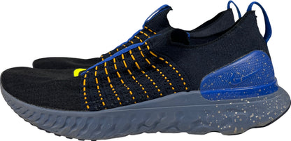 Nike Men’s Black/Blue React Phantom Run Flyknit Slip On Running Shoes - 12