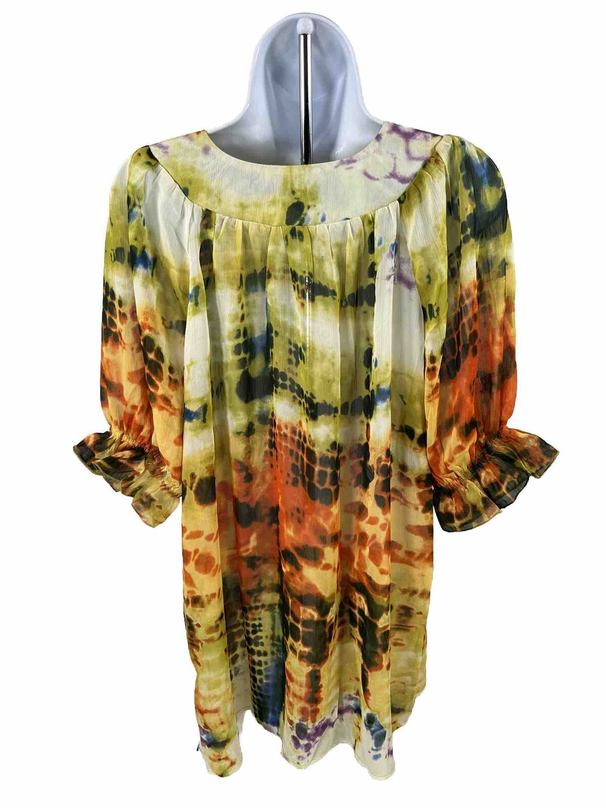 NEW Christopher and Banks Women's Multicolor Sheer Tie Dye Blouse - M