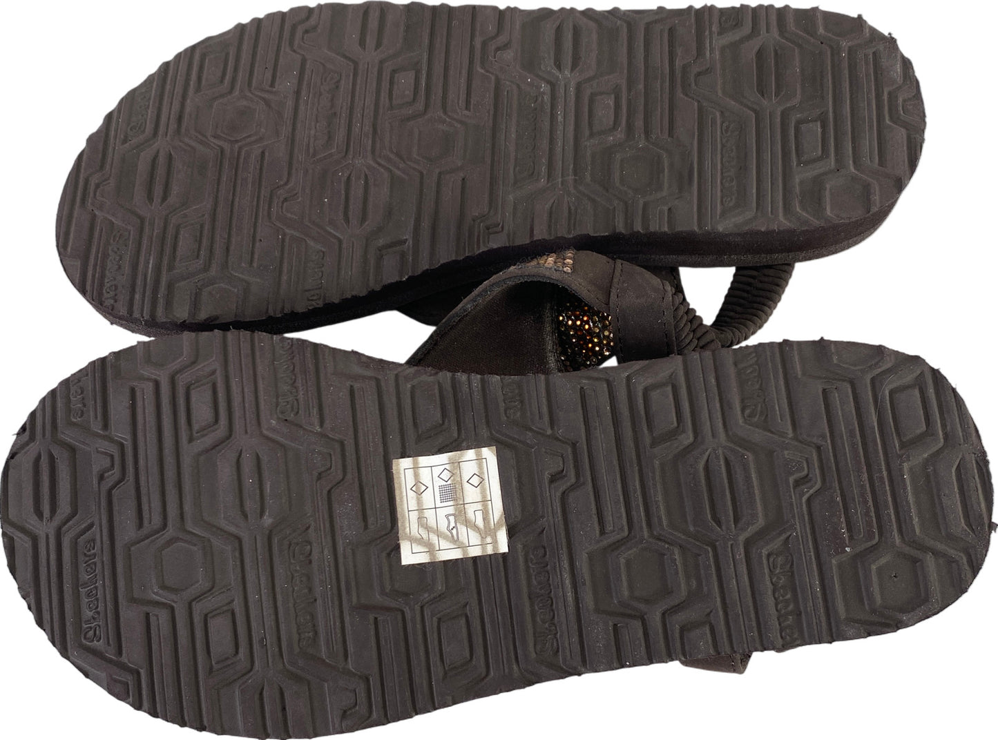 Skechers Women’s Brown Rhinestone Meditation Gypsy Slingback Flip Flops - 6