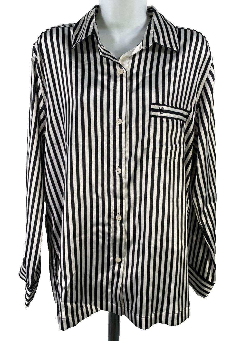 Victoria’s Secret Women’s Black/White Long Sleeve Pajama Shirt and Pant Set - M