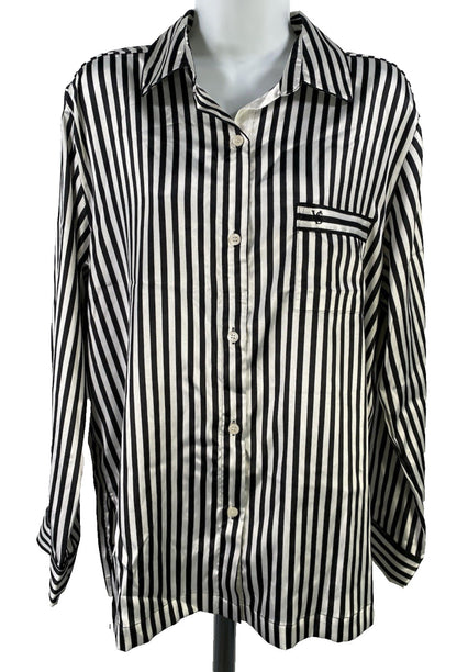 Victoria’s Secret Women’s Black/White Long Sleeve Pajama Shirt and Pant Set - M