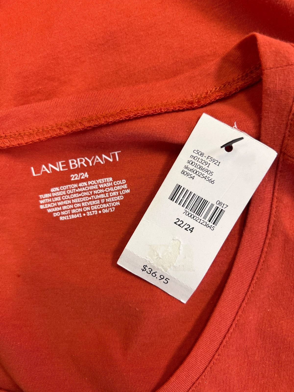 Lane Bryant Women’s Orange Short Sleeve Pocket Front T-Shirt - Plus 22/24
