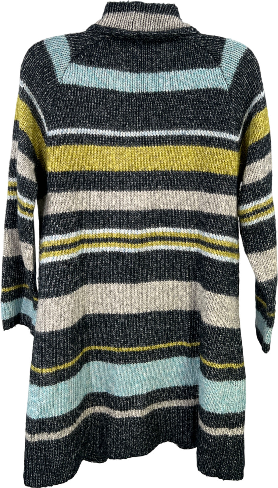 J.Jill Women’s Gray/Blue Striped Long Sleeve Pocket Cardigan Sweater - S Petite