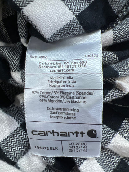 Carhartt Women’s White/Black Checkered Rugged Flex Midweight Flannel Shirt - L