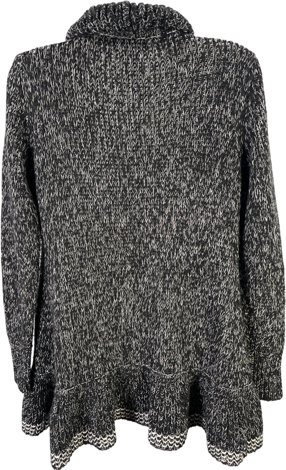 White House Black Market Women’s Black Ruffle Trim Knit Cardigan Sweater - S