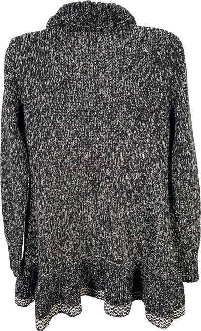 White House Black Market Women’s Black Ruffle Trim Knit Cardigan Sweater - S