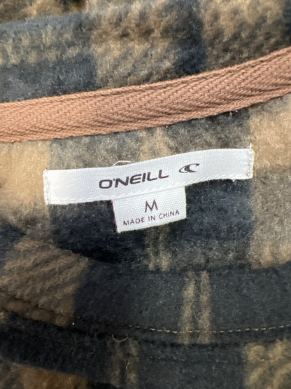 O’Neill Women’s Brown/Black Plaid Long Sleeve Fleece Shirt - M