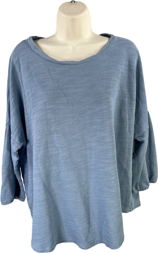 Pure J. Jill Women’s Blue Terry Knit 3/4 Sleeve Loose Fit Sweatshirt - XL