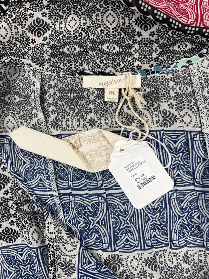 Mystree Women’s Multi-Color Sheer Printed Pintuck Dress - M